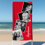 Personalisiert 4 Fotolack Filmstreifen rot Strandtuch<br><div class="desc">Personalisiert 4 Foto Collage Film Strip Red Beach Handtuch. Personalisieren Sie dieses maßgeschneiderte Design mit 4 Fotos und Ihrem Namen.</div>