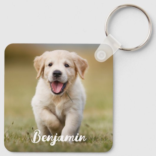 Personalisiert 4 Fotomaterial Custom Dog Pet Puppy Schlüsselanhänger (Rückseite)