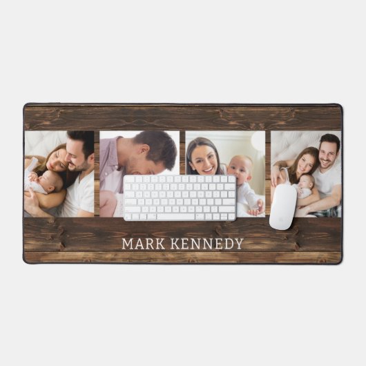 Personalisiert 4 Fotomaterial Rustikales Holz Schreibtischunterlage (Tastatur & Maus)