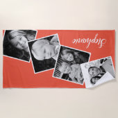 Personalisiert 4 Fotomaterial Strip Coral Strandtuch (Vorderseite)
