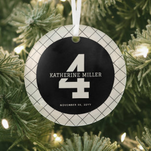 Personalisiert 4. Geburtstag Modern und elegant Ornament Aus Glas