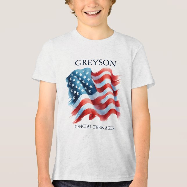 Personalisiert 4. Juli 13. Geburtstag Shirt (Vorderseite)
