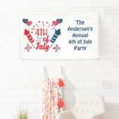 Personalisiert 4. Juli Fireworks Red White Blue Banner (Insitu)