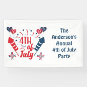 Personalisiert 4. Juli Fireworks Red White Blue Banner (Horizontal)