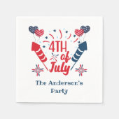 Personalisiert 4. Juli Fireworks Red White Blue Serviette (Vorderseite)