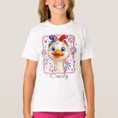 Personalisiert 4. Juli Goose Girl Patriotic USA T-Shirt (Vorderseite)