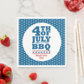 Personalisiert 4. Juli GRILLEN Party Blue Star Serviette (Beispiel)