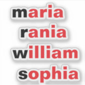 Personalisiert 4 Namen, Geschenkklammer für Neuhei Aufkleber (Vorderseite)