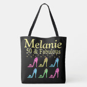 PERSONALISIERT 50 & FABULOUS SHOE QUEEN TOTE BAG TASCHE (Rückseite)