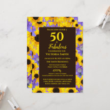 Personalisiert 50 & Fabulous Yellow & Lila Floral