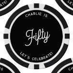 Personalisiert 50 Fünfzig Geburtstag Pokerchips<br><div class="desc">Ein modernes,  schicke Typografie-Design in monochromen Schwarz-Weiß,  um Ihre Sehenswürdigkeit 50. Geburtstag im Stil zu feiern. Ändern Sie den Text,  um ihn zu personalisieren.</div>