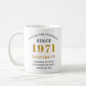 Personalisiert 50. Geburtstag 1971 Eleganter Name Kaffeetasse (Links)