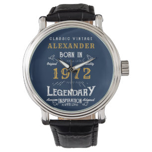 Personalisiert 50. Geburtstag 1972 Vintages Blaues Armbanduhr