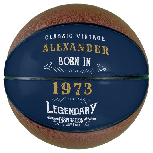 Personalisiert 50. Geburtstag 1973 Monogram Legend Basketball (Vorderseite)