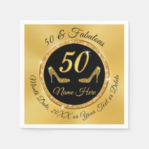Personalisiert 50. Geburtstag Napkins Black and Go Serviette