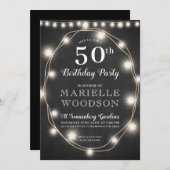 Personalisiert 50. Geburtstag Schwarz-weiß Einladung (Vorne/Hinten)