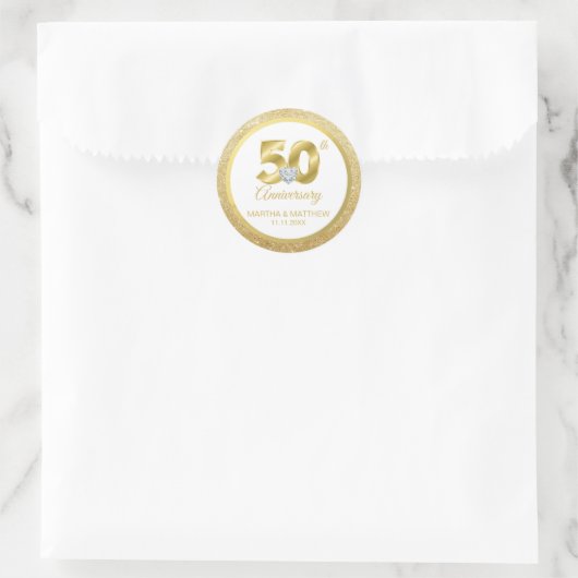 Personalisiert 50. Goldhochzeit Runder Aufkleber (Tasche)