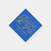 Personalisiert 50. Hochzeitstag Blue Gold Serviette (Ecke)