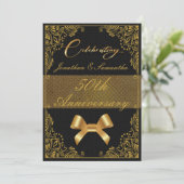 Personalisiert 50. Hochzeitstag Gold Black Einladung (Stehend Vorderseite)