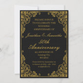 Personalisiert 50. Hochzeitstag Gold Black Einladung (Rückseite)