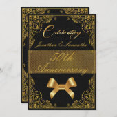 Personalisiert 50. Hochzeitstag Gold Black Einladung (Vorne/Hinten)