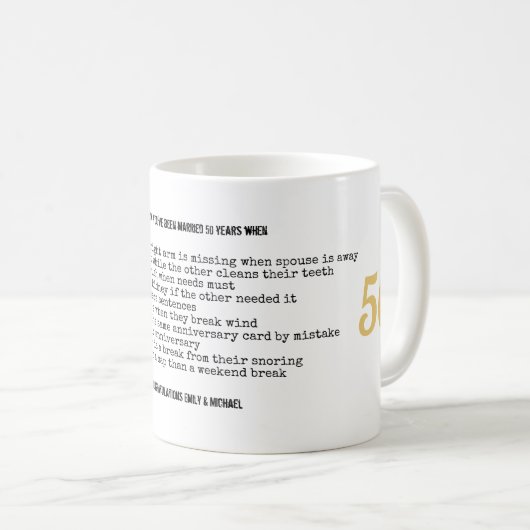 PERSONALISIERT 50. Hochzeitstag Kaffeetasse (VorderseiteRechts)