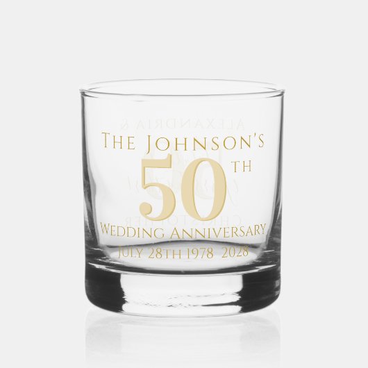 personalisiert 50. Hochzeitstag Whiskyglas (Vorderseite)