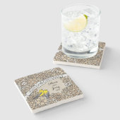 Personalisiert 50 Jahre alt, goldblütige Vögel Steinuntersetzer (Seitenansicht)