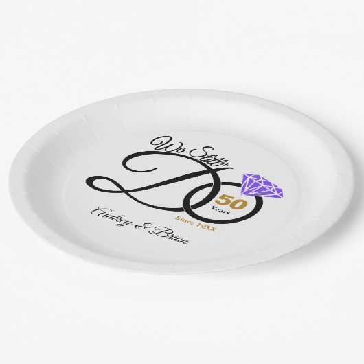 personalisiert 50. Jahrestag Pappteller (Schrägansicht)