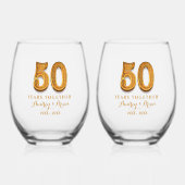 personalisiert 50. Jahrestag Weinglas Ohne Stiel (Vorderseite)