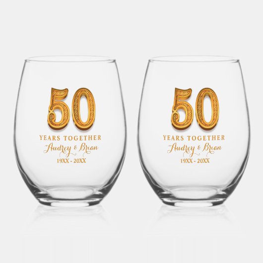 personalisiert 50. Jahrestag Weinglas Ohne Stiel (Vorderseite)