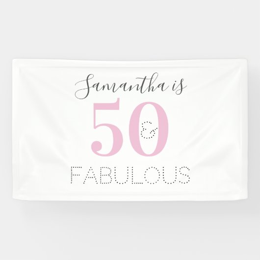 Personalisiert 50 und fabelhaft Modern Pink Birthd Banner (Horizontal)