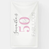 Personalisiert 50 und fabelhaft Modern Pink Birthd Banner (Vertikal)