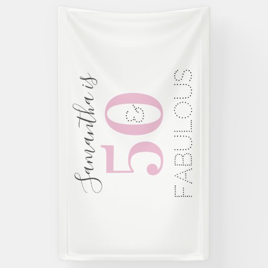 Personalisiert 50 und fabelhaft Modern Pink Birthd Banner (Vertikal)