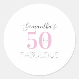 Personalisiert 50 und fabelhaft Modern Pink Birthd Runder Aufkleber