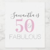Personalisiert 50 und fabelhaft Modern Pink Birthd Weinetikett (Einzelnes Label)