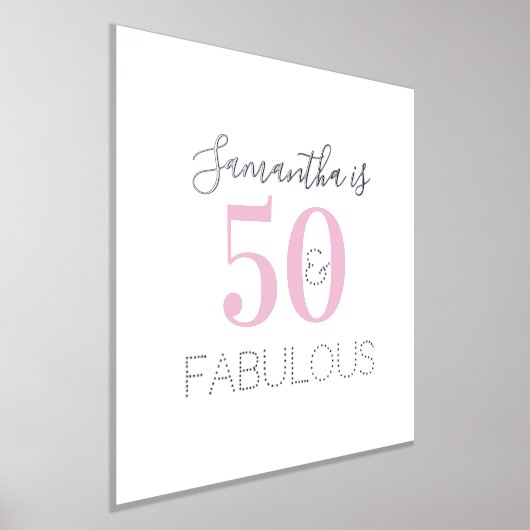 Personalisiert 50 und fabelhaft rosa Silberner Geb Foliendrucke (Ablage )