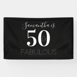 Personalisiert 50 und fabelhaft Schwarz-weißer Geb Banner