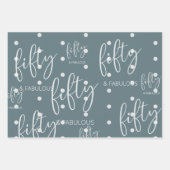 Personalisiert 50 und fabelhafte moderne Schrift Geschenkpapier Set (Vorderseite 2)