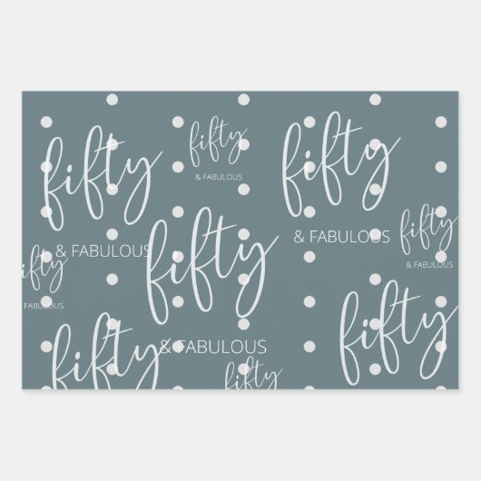 Personalisiert 50 und fabelhafte moderne Schrift Geschenkpapier Set (Vorderseite 2)