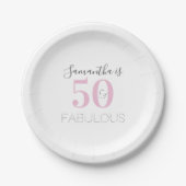 Personalisiert 50 und fabelhafte Pink Birthday Par Pappteller (Vorderseite)