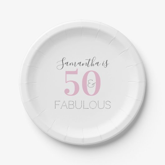 Personalisiert 50 und fabelhafte Pink Birthday Par Pappteller (Vorderseite)