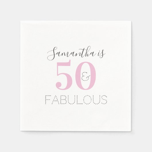 Personalisiert 50 und fabelhafte Pink Birthday Par Serviette (Vorderseite)