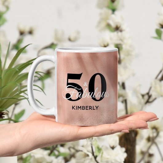 Personalisiert 50 und fabelhafte Rose Gold Geburts Kaffeetasse