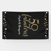 Personalisiert 50 und Fabulous Black Confetti Banner (Horizontal)