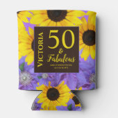 Personalisiert 50 & üppige Sonnenblume & Lila Dosenkühler (Rückseite)
