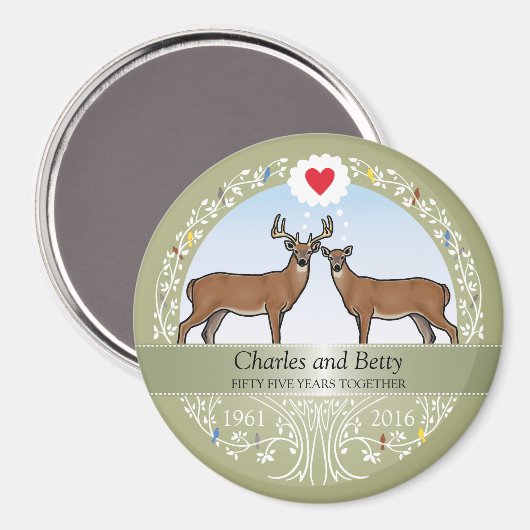 Personalisiert 55. Hochzeitstag, Buck & Doe Magnet (Vorderseite/Rückseite)