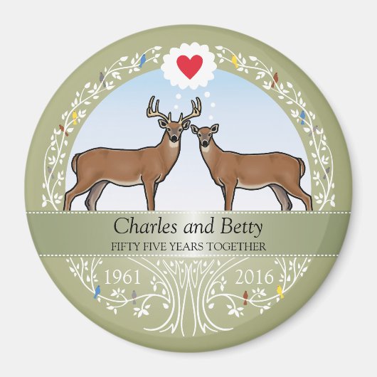 Personalisiert 55. Hochzeitstag, Buck & Doe Magnet (Vorne)