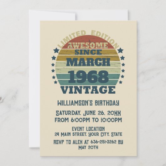 Personalisiert 55 Vintag 55. Geburtstag Einladung (Vorderseite)