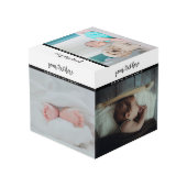 Personalisiert 5 Foto Baby Liebe & Name Erinnerung Würfel (Rückseite Schrägansicht)